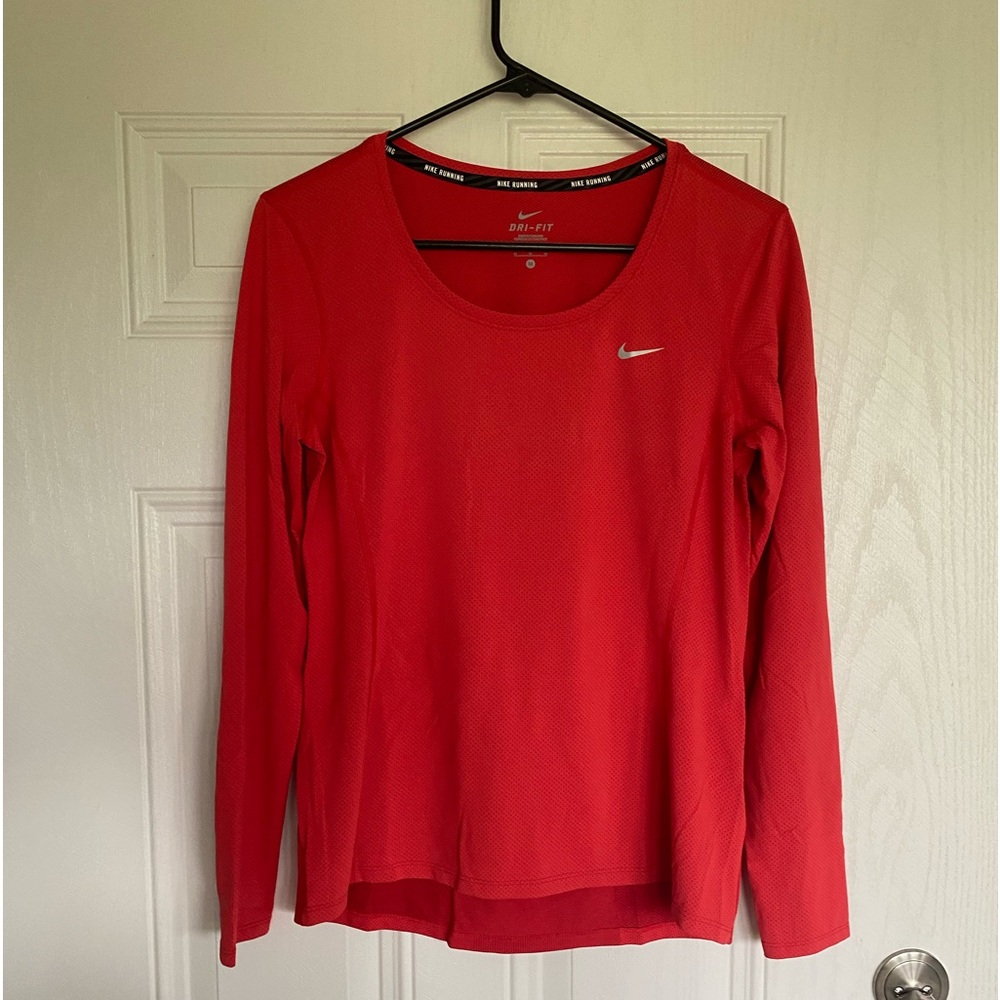 Nike red dri-fit long sleeve running athletic shirt - medium